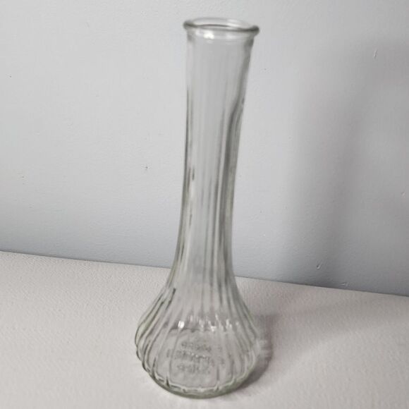 Vintage Hooster Glass Clear Glass Bud Vase Ribbed Pattern 9" Tall - Picture 1 of 3
